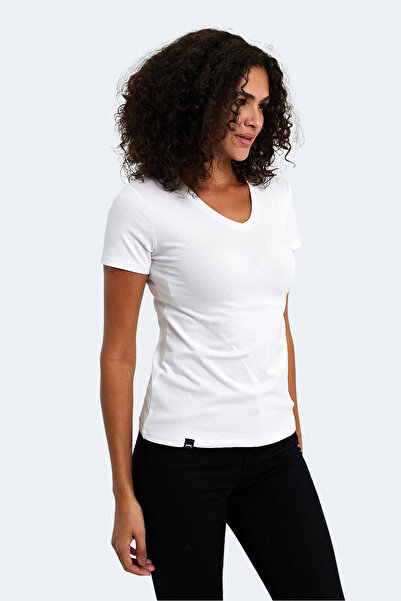 Slazenger Vivek Women's V-Neck White T-Shirt