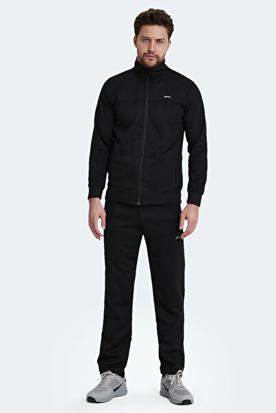 Slazenger ORDER IN Erkek Fermuarlı Dik Yaka Cepli Siyah Eşofman Takımı