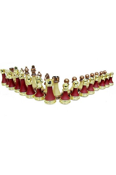 LiderGlobal Chess Piece Zamak Polyester Cream Claret Red Decorative Gift