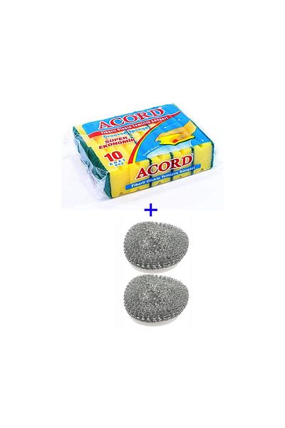 Royaleks Economic Package - 10 Pieces of Corrugated Dish Sponges, 2 Pieces of Dish Wire Gift
