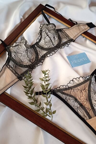 MAİZEN Σετ γυναικείων σουτιέν με δαντέλα 3 τεμαχίων χωρίς επένδυση