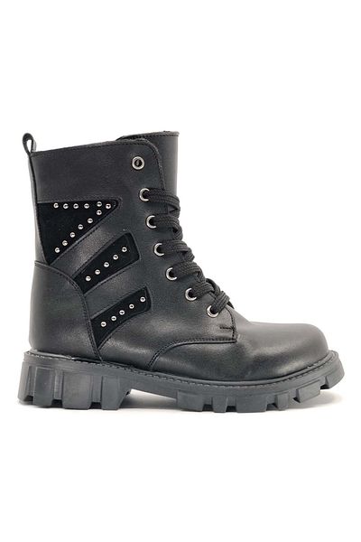 Kids Club Shoes Aydindas Staple Λεπτομερείς μακριές μπότες για κορίτσια ΜΑΥΡΟ