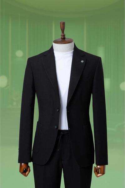 Genel Markalar Takım Elbise Gofre İpli Siyah SD4193