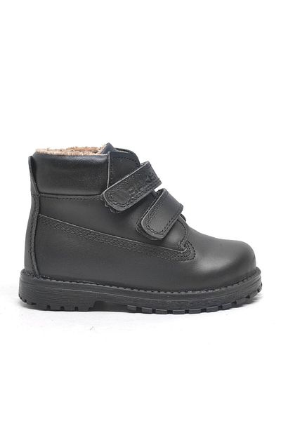 Rakerplus Neson Genuine Leather Black Fur Velcro Unisex Baby Boots