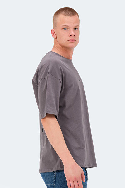 Slazenger Venetia I Men's Printed Oversized Dark Gray T-Shirt