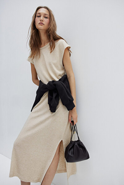 H&M Keten Karışımlı Midi Elbise