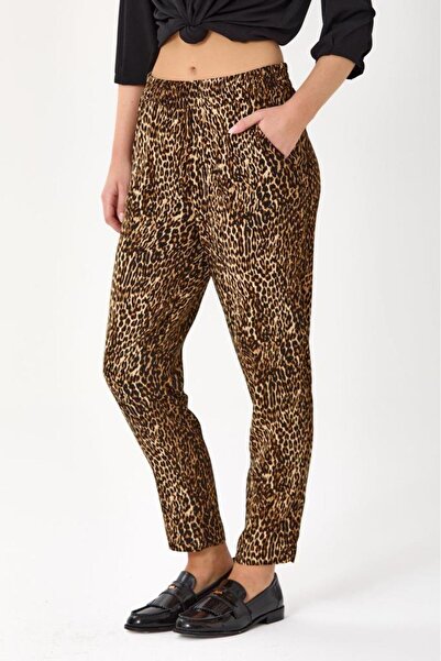 İKİLER Beli Lastikli Cepli Desenli Pantolon 245-3500