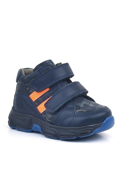 Rakerplus Genuine Leather Navy Blue Orange Baby Sports Boots