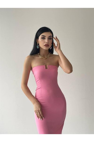 conconmoda Edna Strapless Midi Dress - Pink