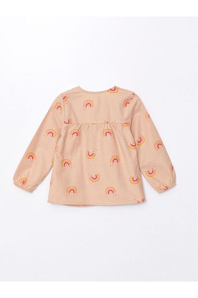 LC Waikiki Lcwk Crew Neck Long Sleeve Printed Baby Girl Shirt