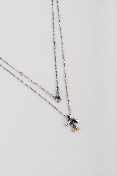 So CHIC... Nordic Axe Oxidized 65 cm Silver Men's Necklace