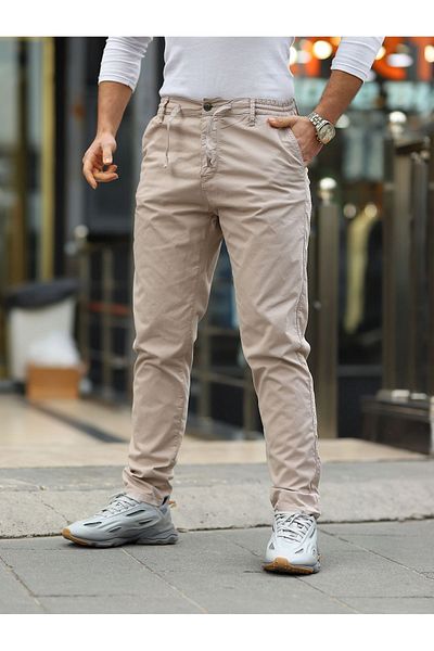 LTC Jeans Men's Beige Elastic Waist Comfortable Jogger Pants