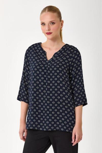 İKİLER Hakim Yaka ¾ Kol Bluz 245-3025