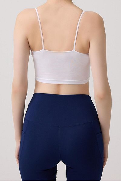 Cottonhill Γυναικείο Crop Top Bustier από βαμβακερό λεπτό λουράκι 2-συσκευασία