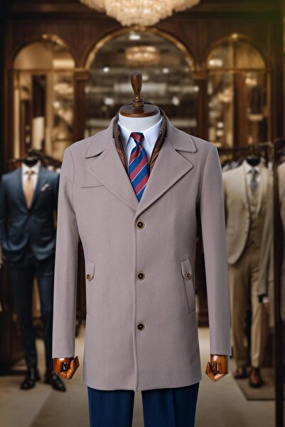Salihtarzz Men's Coat with Cashmere Cream Vest SD7857