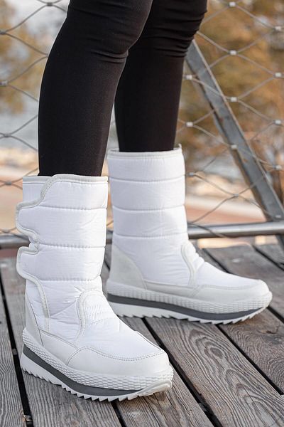 Ccway Γυναικείες μπότες χιονιού Velcro Λευκές