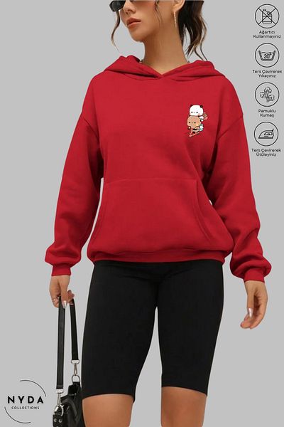 Nyda Collections Long Sleeve Bubu Dudu Scooter Printed Hooded Unisex Oversize Cotton Hoodie