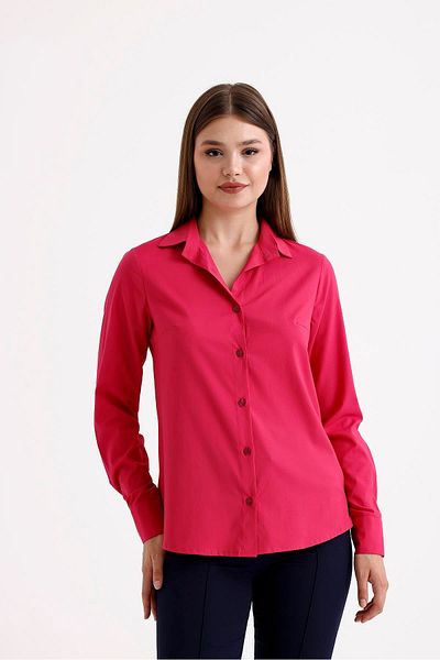 SWEETNESS Cămașă clasică de damă cu mânecă lungă din bumbac lycra roz fucsia