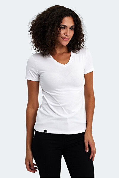 Slazenger Vivek Women's V-Neck White T-Shirt
