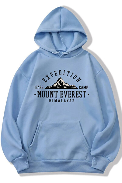 HOFFNUNG Baby Blue Hooded mounteverest Printed Sweatshirt