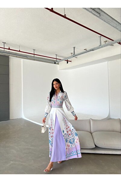 WellWay فستان قماش أطلس (يشمل الحزام) - أرجواني NHN31