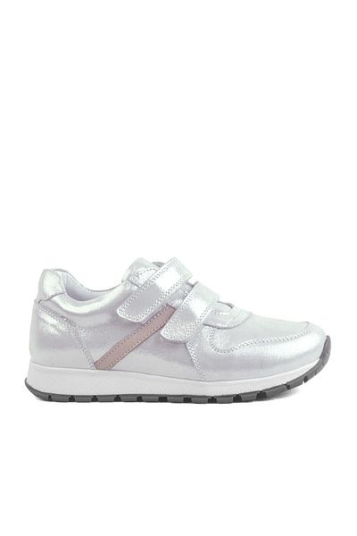 Rakerplus Pantofi sport pentru fete din piele naturală argintie cu velcro