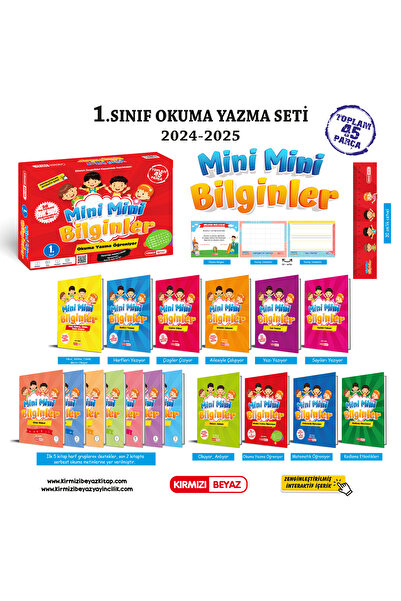 Kırmızı Beyaz Yayınları Kırmızı Beyaz Yayınları 1.Sınıf Okuma Yazma Seti Mini Mini Bilginler