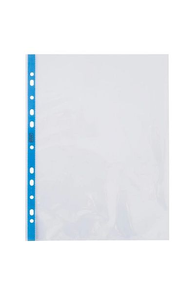 KRAF Crystal Transparent Bag File with Blue Stripe (90 MICRON) Pack of 100