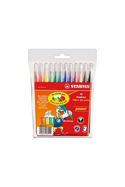Stabilo Power - Felt Tip Paint Pens - Pack of 12 - Assorted Colours