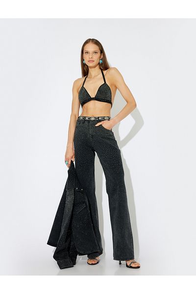 Koton Zeynep Cushion - Cotton X Stone Standard Waist Jeans - Button Detailed