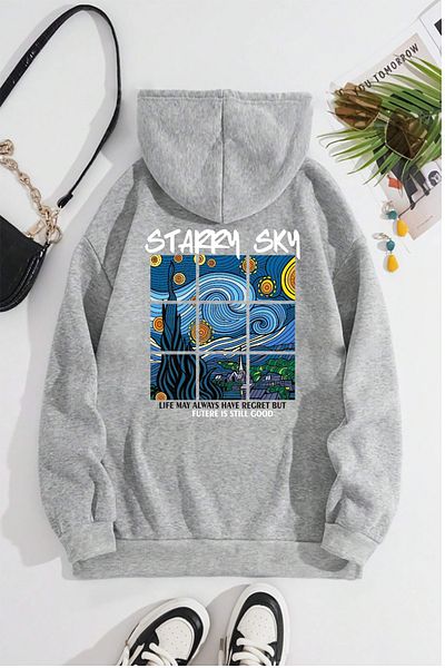 halowear Φούτερ από πλεκτό ύφασμα Unisex 2ip Raster Grey Starry Sky