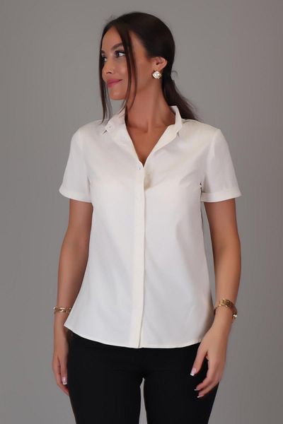 SWEETNESS Ecru Cotton Lycra Women's Classic Shirt - Short Sleeve