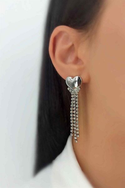 Çlk Accessories ثلاثة صفوف من أقراط القلب المائية Trküpe34757