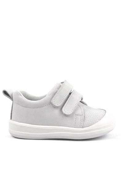 Rakerplus Sonic White Anatomical Genuine Leather Baby Sneakers - Velcro Sports Shoes