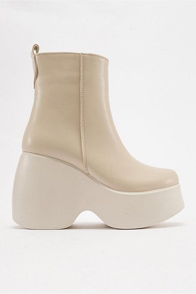 Ccway Wedge Heeled Boots Skin Skin