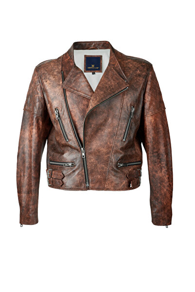 Dericlub Men's Biker Coat Whiskey - London Real Cast Leather