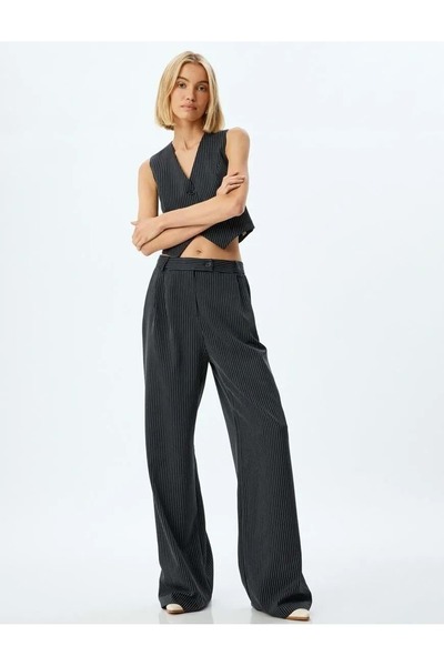 Koton Palazzo kalhoty s kapsami, standardní pas, tmavě modré proužky