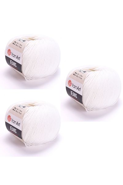 Yarnart Yarn Art Jeans Amigurumi Πλεκτό Σχοινί 01 Λευκό Χρώμα Ζακέτα Πλεκτό Σχοινί Baby Floss Punch Floss 3 Συσκευασία