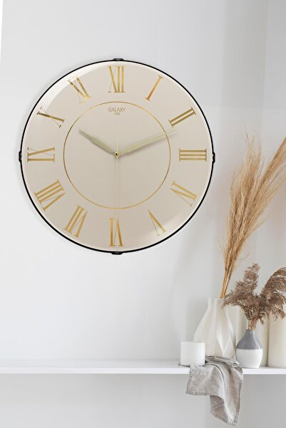 Genel Markalar YALDIZLI ROMA RAKAMLI BEYAZ ZEMİNLİ DUVAR SAATİ 35 CM