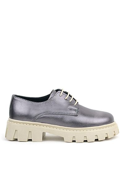 Rakerplus Pantofi de școală Oxford pentru fete cu șireturi din piele naturală Platinum