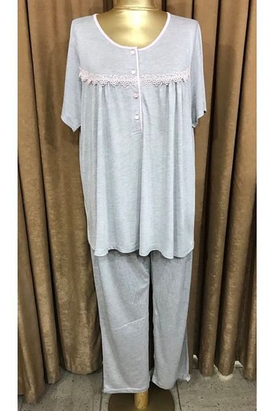Tuba Women's Short Sleeve Pajama Set-9207-grey