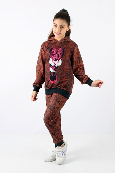 TRİLİYA Triliya-Girls' Mickey Hooded Digital Tracksuit Set - 4-12 Years
