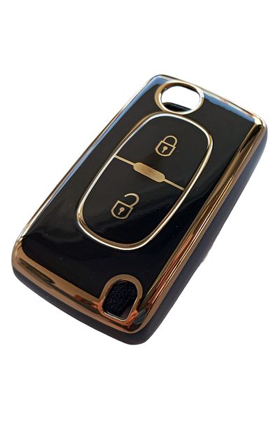 Kasey Peugeot Partner 207-407 Black Gold Control Key Case - Compatible Auto Keychain
