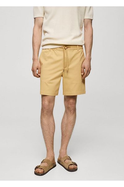 MANGO Man Waist tie detailed cotton shorts