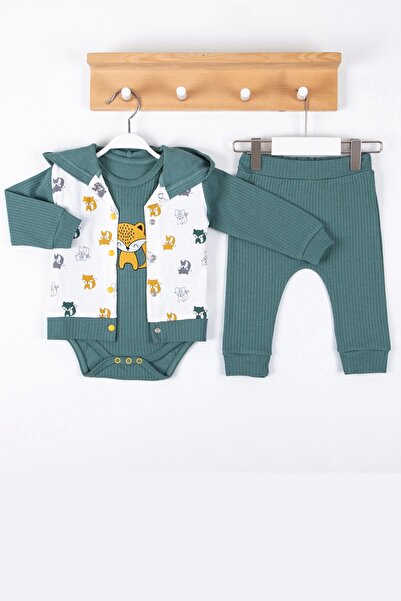 Babydonat Littie 3-Piece Men's Set - 100% Cotton, Embroidered and Cardigan