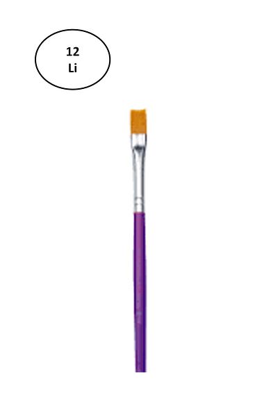 artline Fanart Academy Series 536c - Synthetic Bristle Flat Brush, Set of 12 Colorful Handles