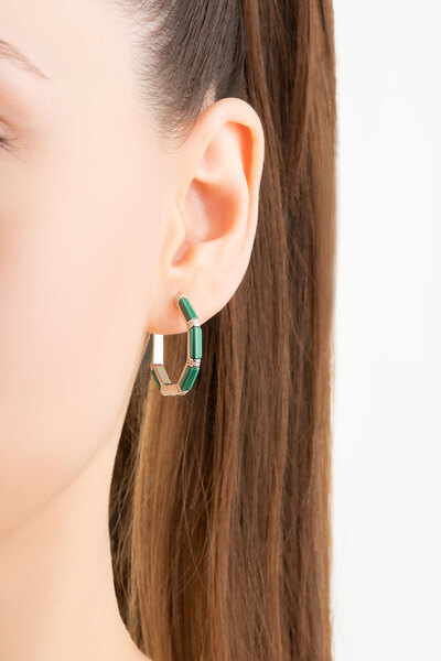 So CHIC... Klasik 18 Ayar Beyaz Altın Kaplama Gümüş Halka Küpe