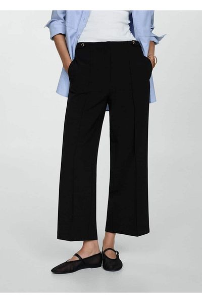 MANGO Woman Straight Cut Button Trousers
