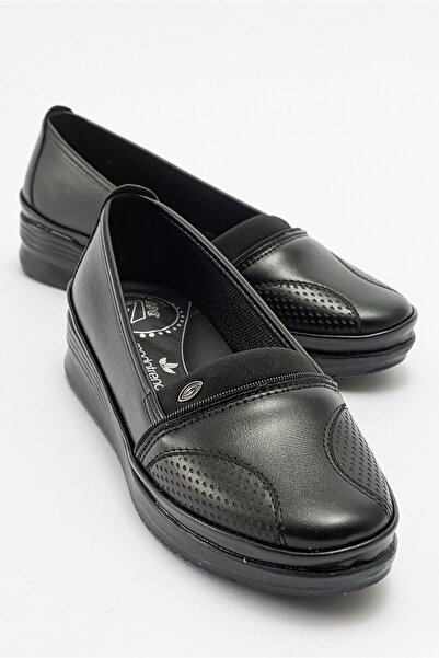 Ccway Ženske ležerne cipele protiv klizanja CRNA KOŽA CRNA