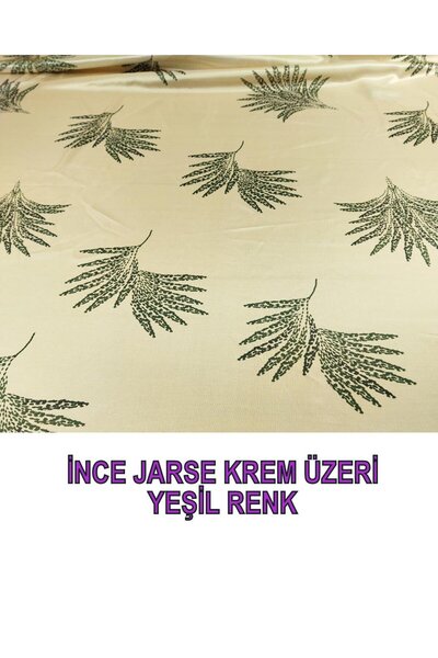 Kumaş Parça Тонкий джерсі кремового кольору з зеленим відтінком (ширина 150 с...